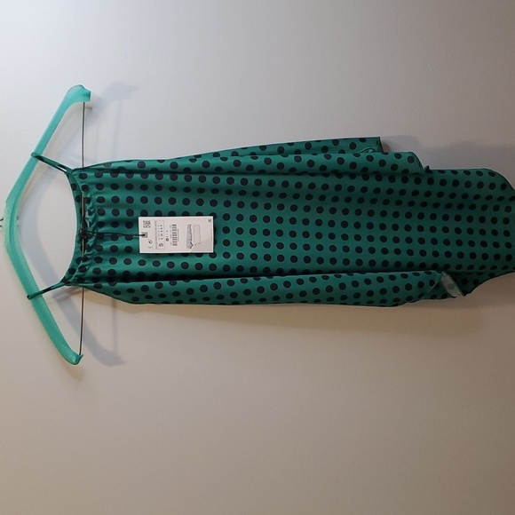 Zara Tops - NWT Zara Green w Black Polka Dots Handkerchief Style Tank Top Size S (49)